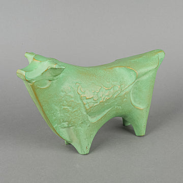 SOTARO SAEGUSA Gold Painted Cast Iron Bull Figure