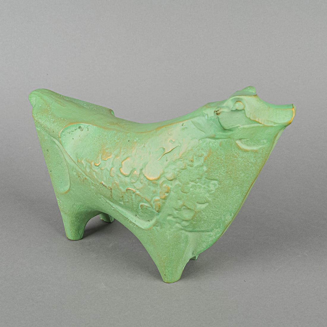 SOTARO SAEGUSA Gold Painted Cast Iron Bull Figure