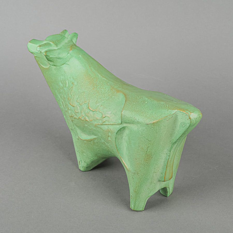 SOTARO SAEGUSA Gold Painted Cast Iron Bull Figure