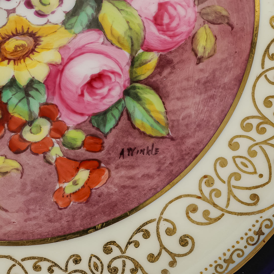 CAULDON A.Winkle Hand Painted Floral Cabinet Plate 8015