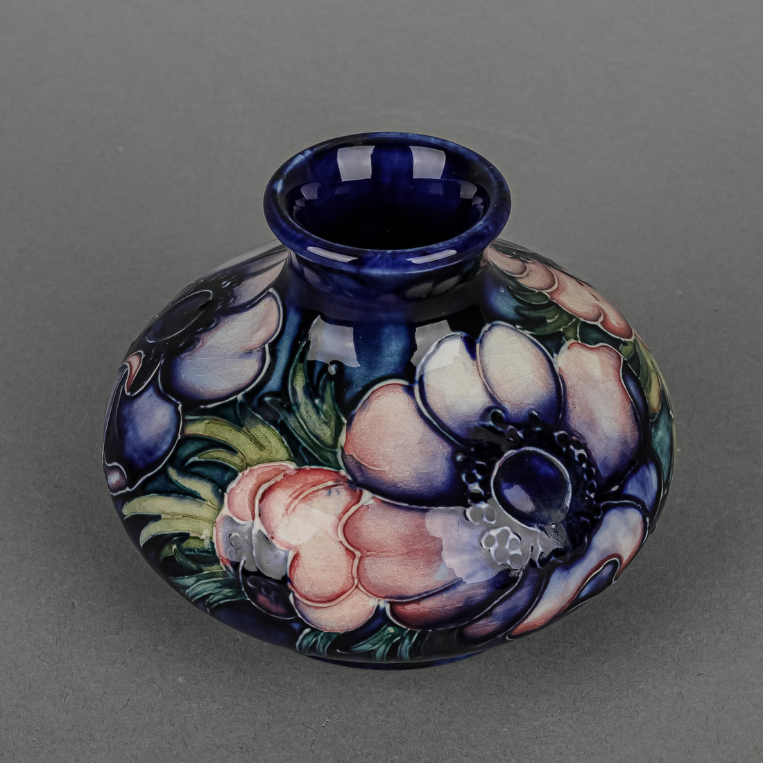 MOORCROFT Anemone Blue Ground Squat Vase