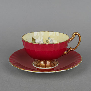 ANYSLEY Cup & Saucer C1033 JA Bailey Cabbage Rose Floral Red