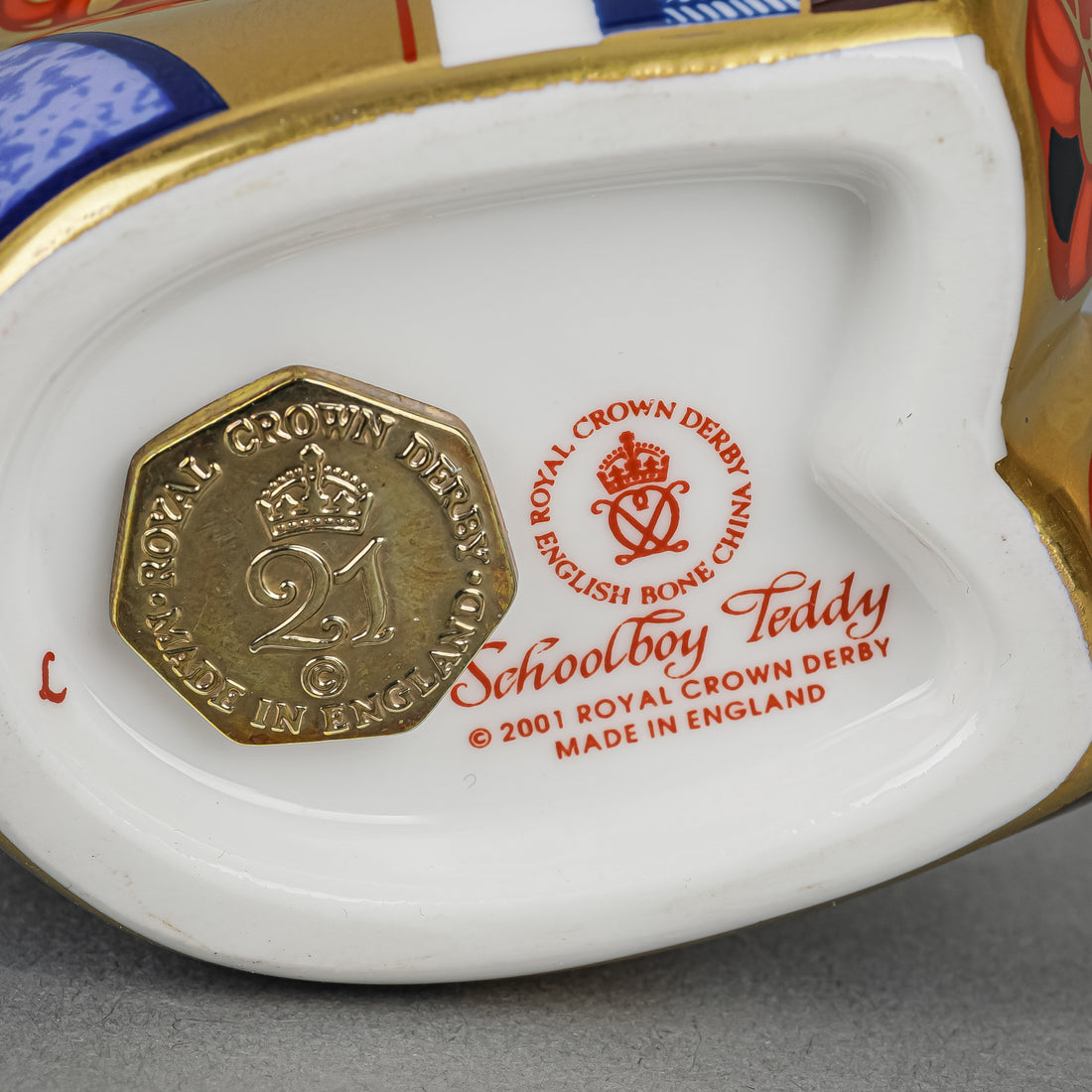 ROYAL CROWN DERBY Paperweight Schoolboy Teddy