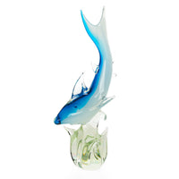 Murano Style Blue Sommerso Art Glass Shark Sculpture