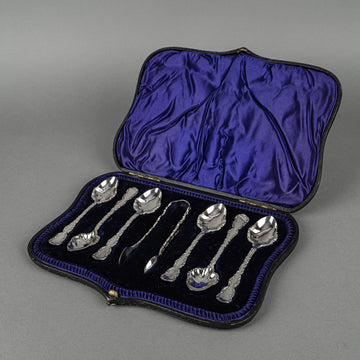 LEE & WIGFULL Louis Sterling Sugar Spoon And Tongs Set 7pcs