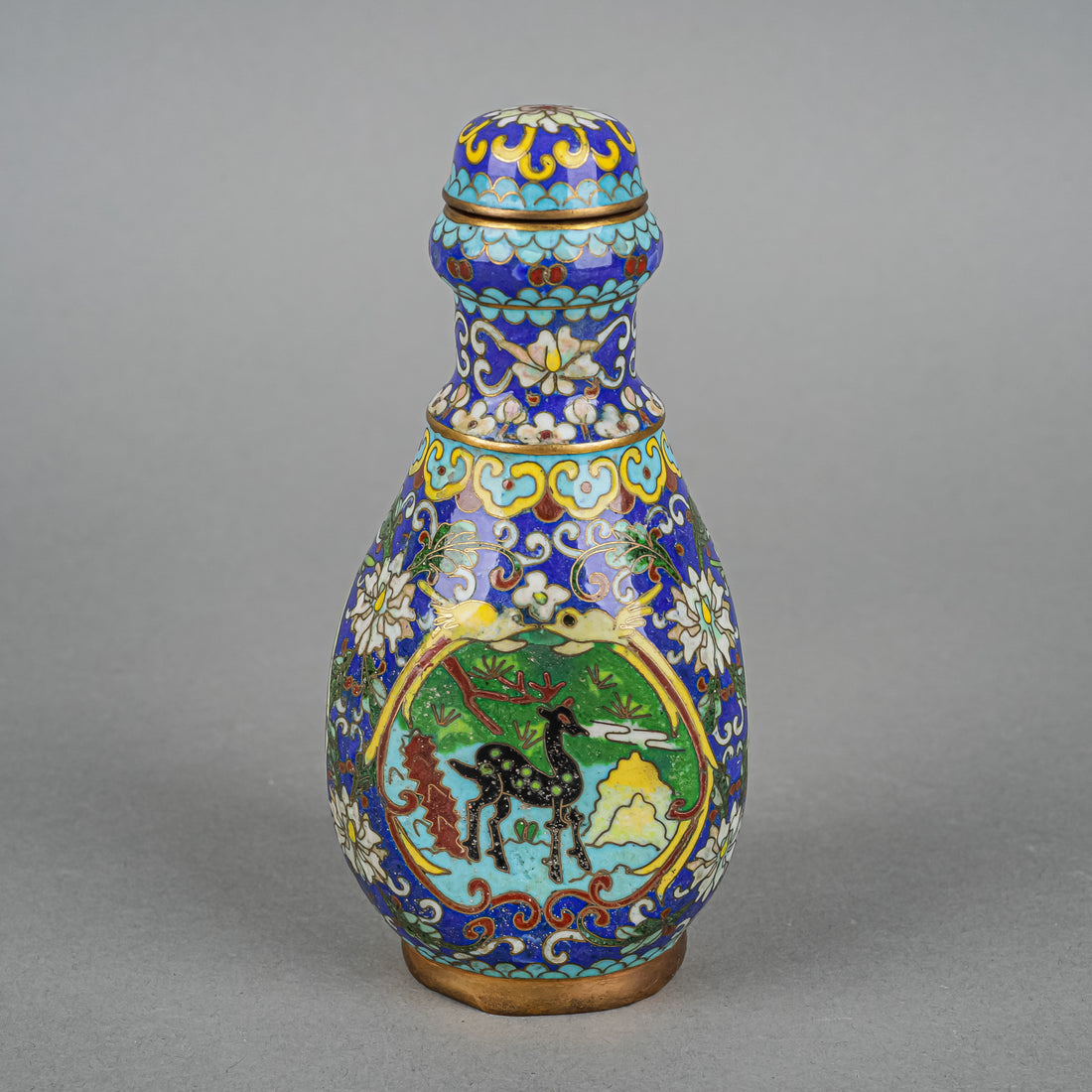 Asian Cloisonne Lidded Bottle