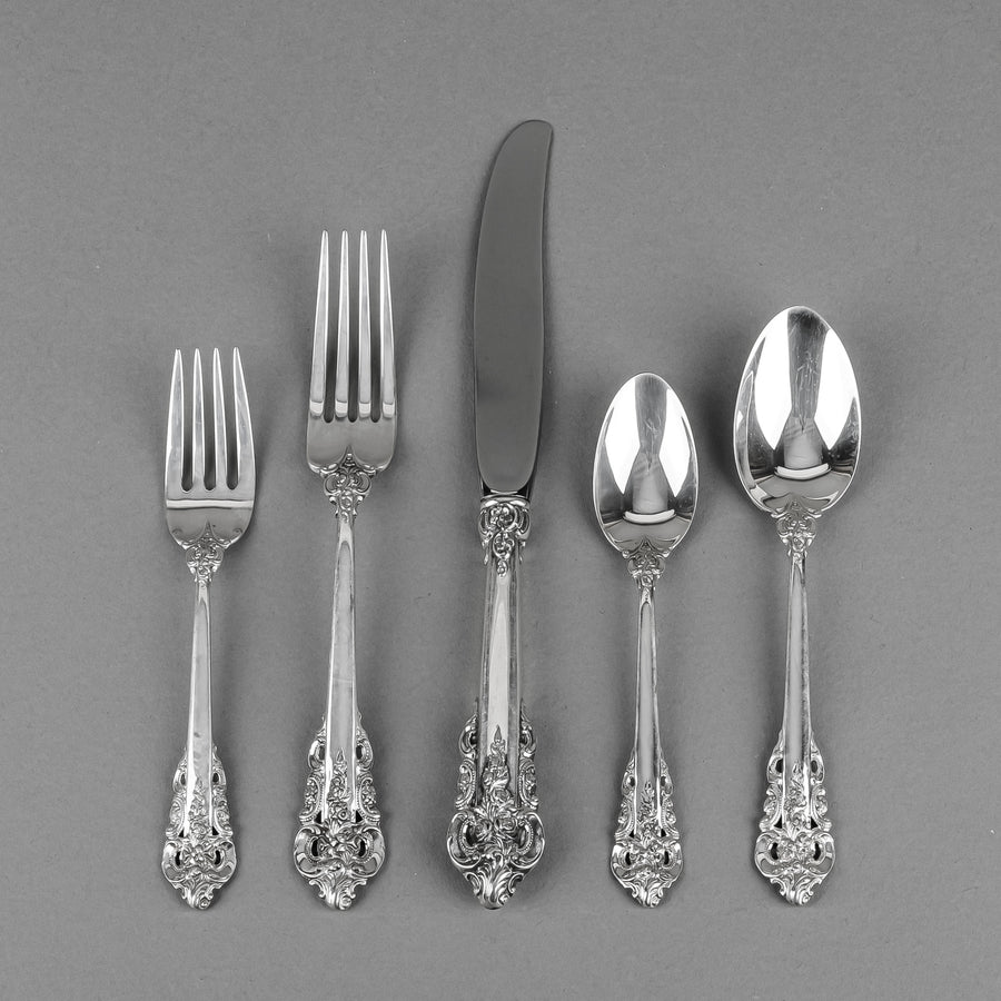 WALLACE STERLING Grande Baroque Sterling Flatware 6 Place Settings Plus Extras