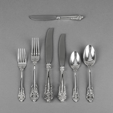 WALLACE STERLING Grande Baroque Sterling Flatware 7 Place Settings Plus Extras
