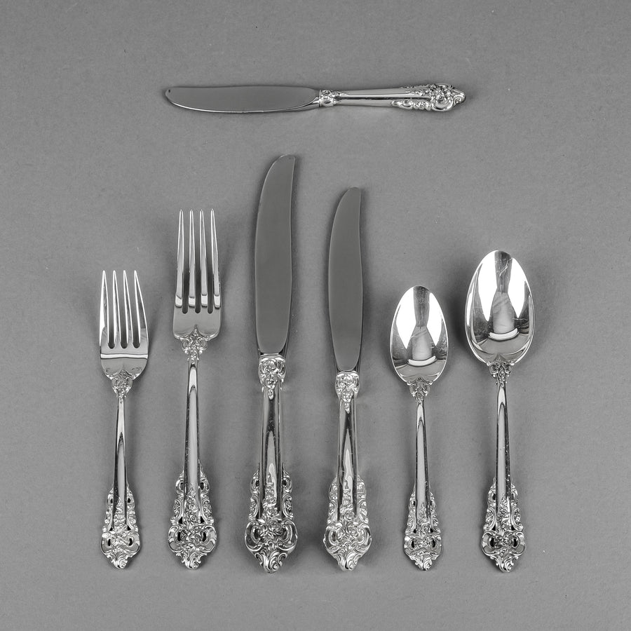 WALLACE STERLING Grande Baroque Sterling Flatware 7 Place Settings Plus Extras