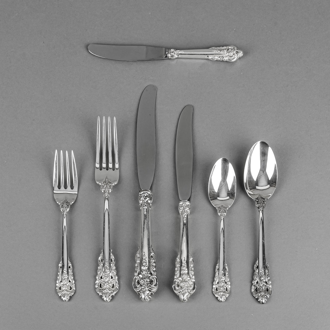 WALLACE STERLING Grande Baroque Sterling Flatware 8 Place Settings Plus Extras