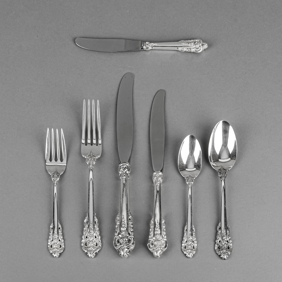 WALLACE STERLING Grande Baroque Sterling Flatware 8 Place Settings Plus Extras