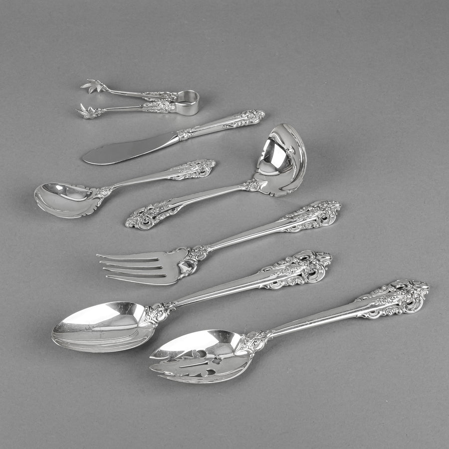 WALLACE STERLING Grande Baroque Sterling Flatware 8 Place Settings Plus Extras