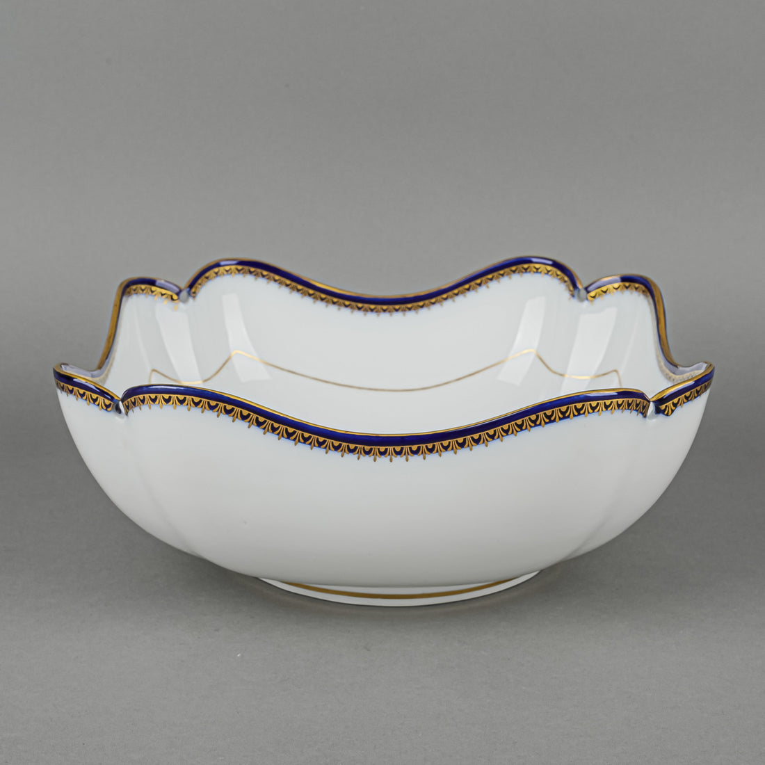 MEISSEN Cobalt & Gold Edge Square Footed Serving Bowl