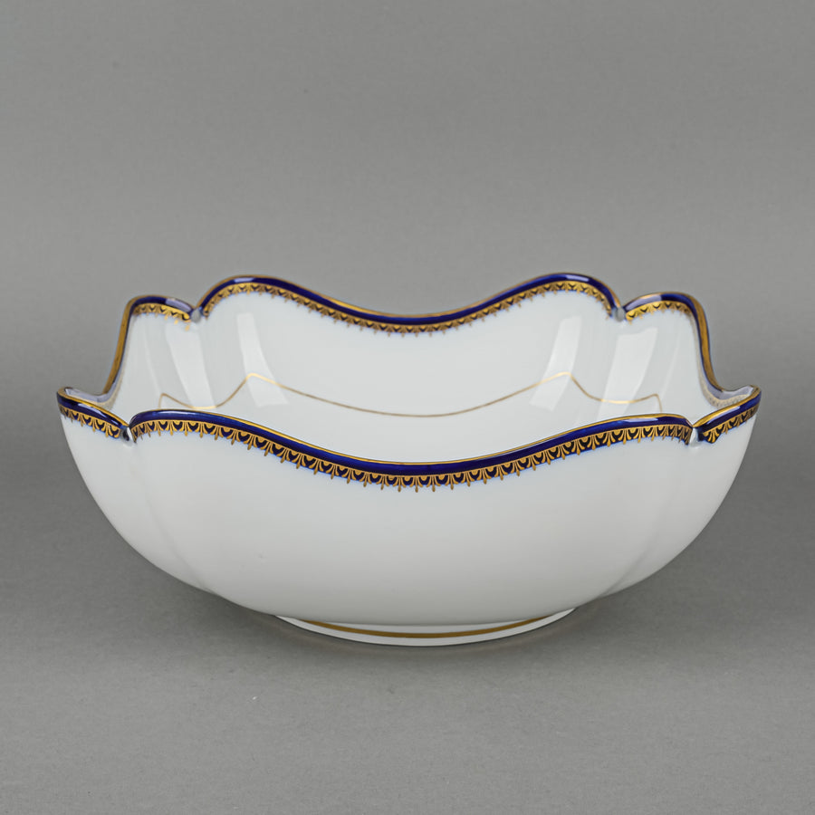 MEISSEN Cobalt & Gold Edge Square Footed Serving Bowl