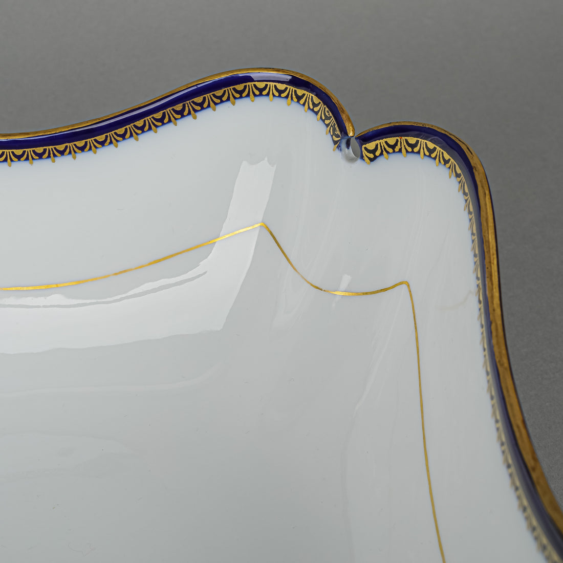 MEISSEN Cobalt & Gold Edge Square Footed Serving Bowl