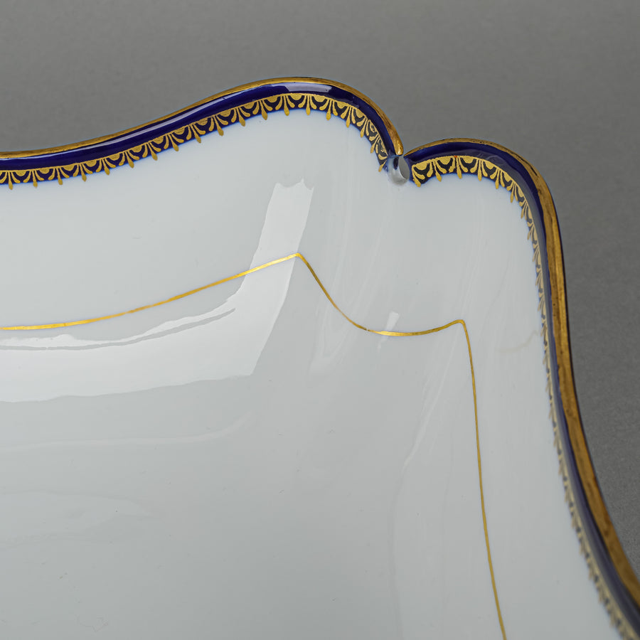 MEISSEN Cobalt & Gold Edge Square Footed Serving Bowl