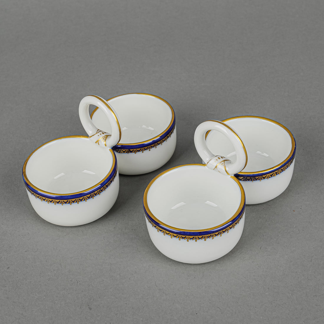 MEISSEN Cobalt & Gold Edge Salt Cellars Set Of 2