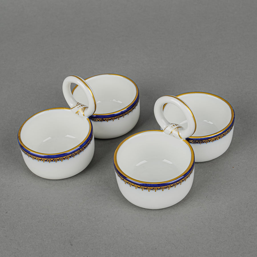 MEISSEN Cobalt & Gold Edge Salt Cellars Set Of 2