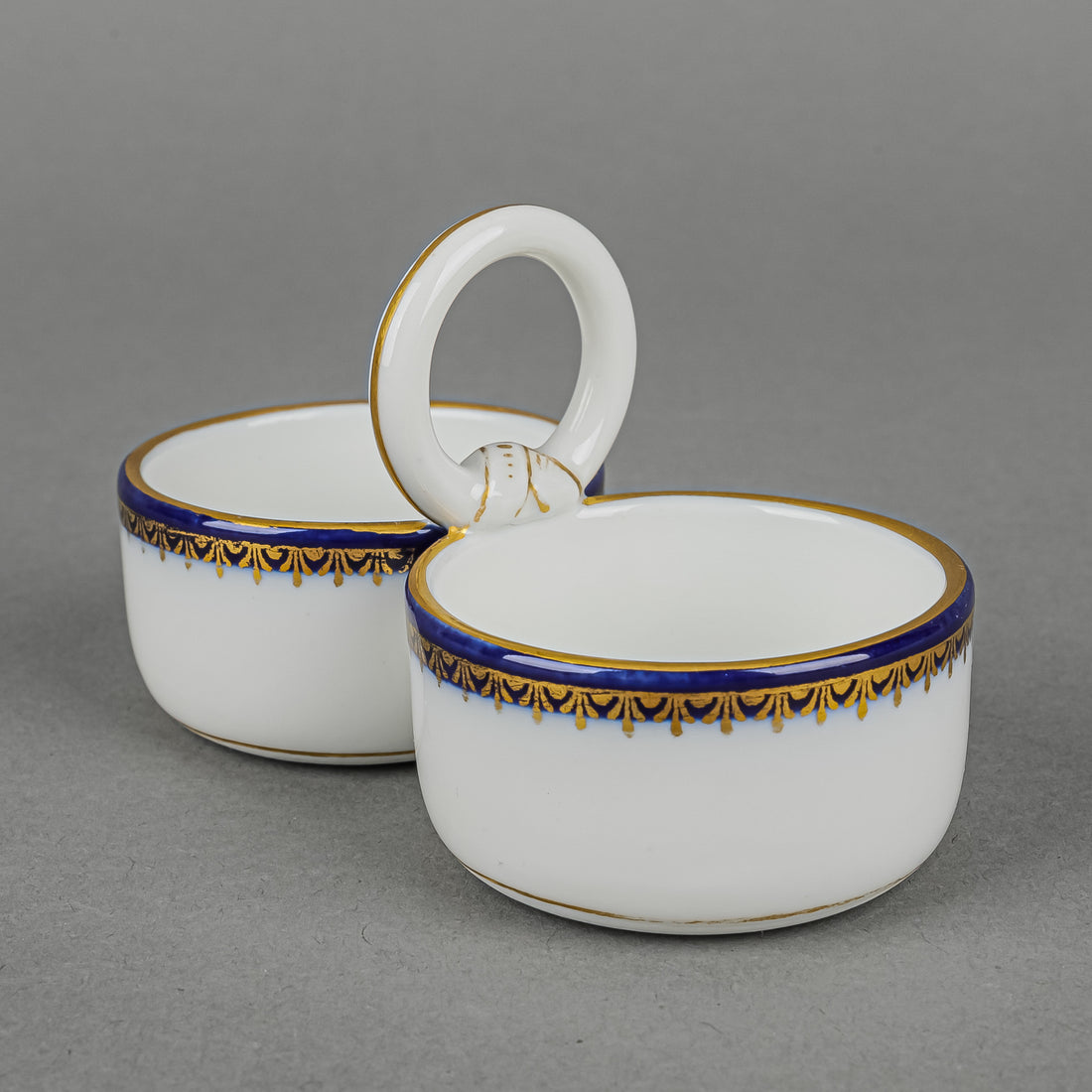 MEISSEN Cobalt & Gold Edge Salt Cellars Set Of 2