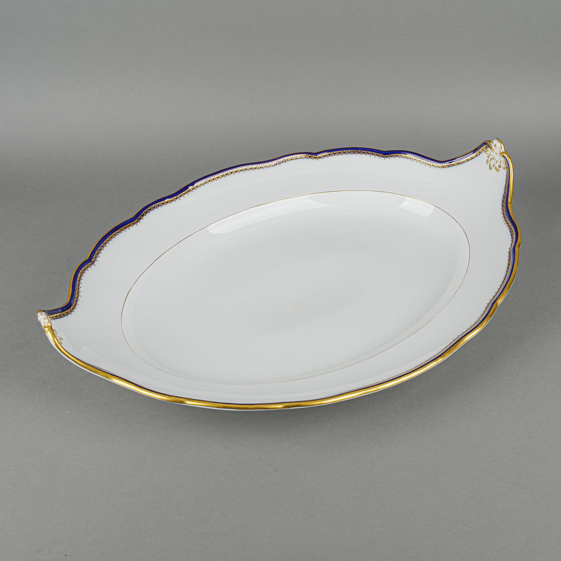 MEISSEN Cobalt & Gold Edge Oval Platter With Handles