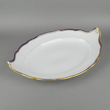 MEISSEN Cobalt & Gold Edge Oval Platter With Handles