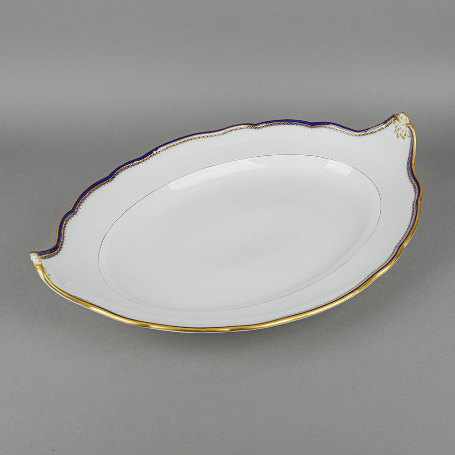 MEISSEN Cobalt & Gold Edge Oval Platter With Handles