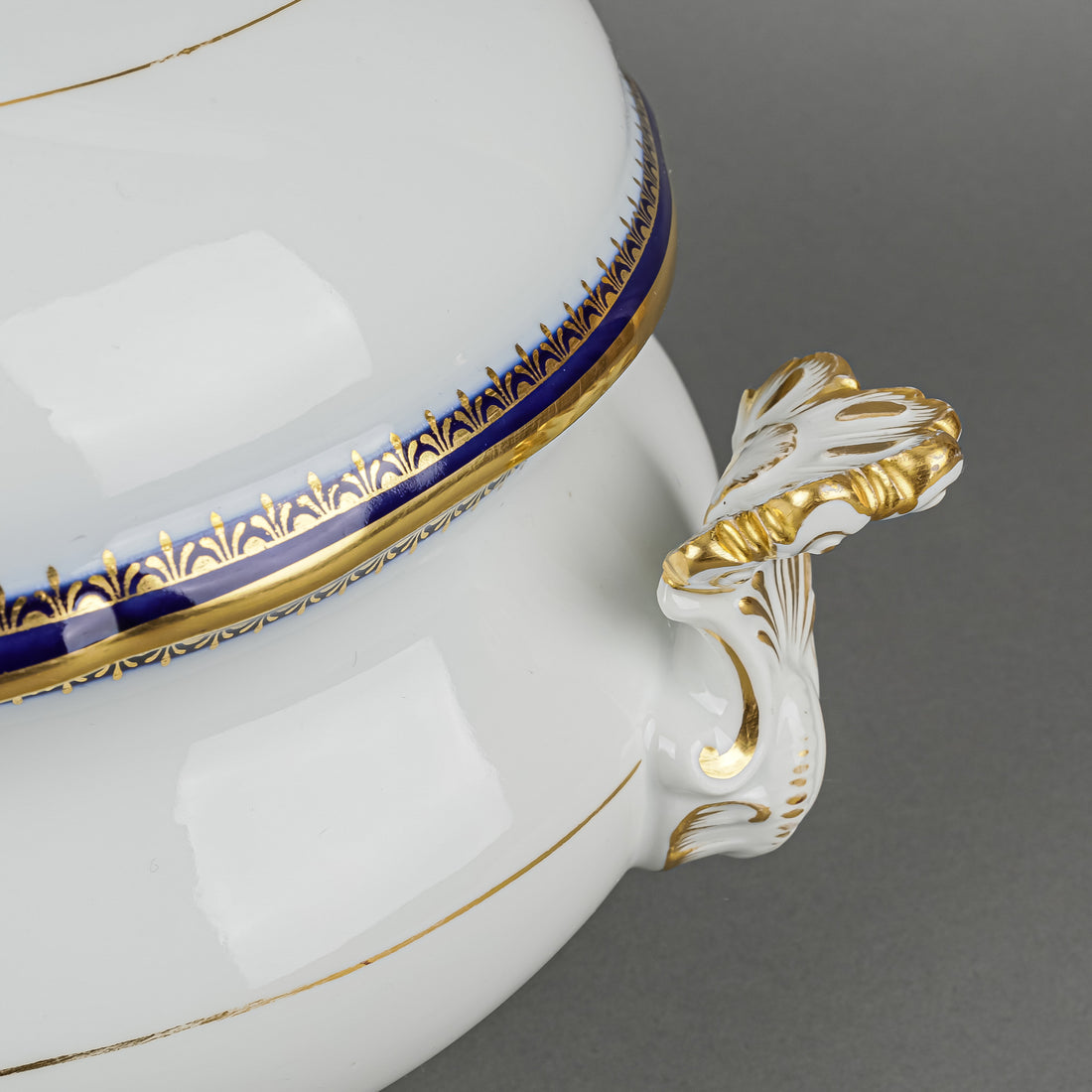 MEISSEN Cobalt & Gold Edge Oval Covered Soup Tureen