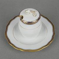 MEISSEN Cobalt & Gold Edge Covered Mustard Pot With Fixed Sauce