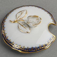 MEISSEN Cobalt & Gold Edge Covered Mustard Pot With Fixed Sauce