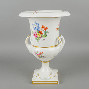 KPM Hand Painted Floral Footed Amphora Urn Vase