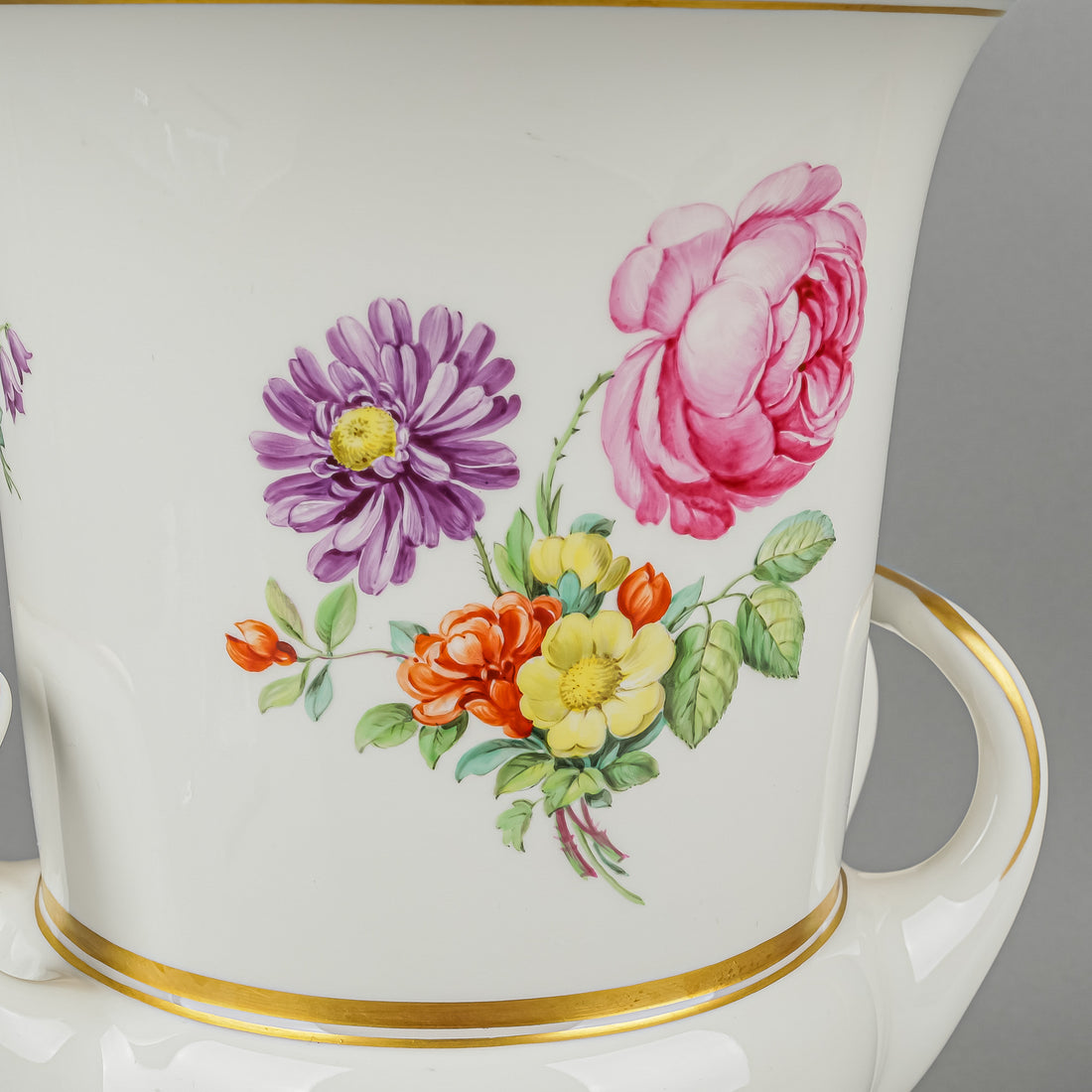KPM Hand Painted Floral Footed Amphora Urn Vase