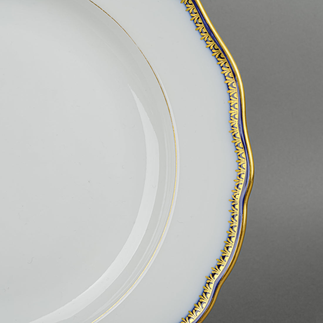 MEISSEN Cobalt & Gold Edge Dinner Plates Set/8