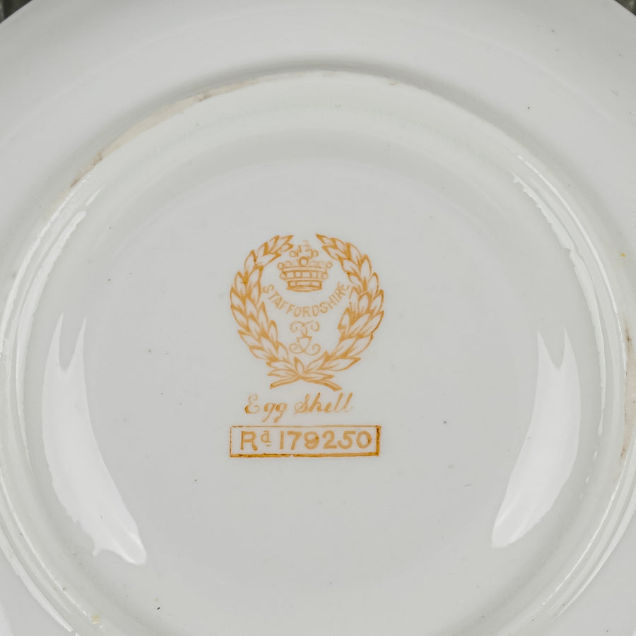 CROWN STAFFORDSHIRE & WM COMMYNS & SONS Egg Shell Cup & Saucer With Sterling Cup Holder