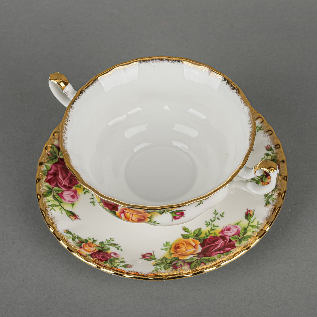 ROYAL ALBERT Old Country Roses Cream Soup & Saucer Set Of 6