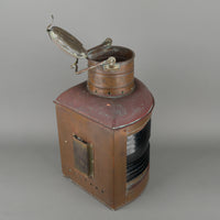 Vintage Brass Nautical Lamp With Blue Lens