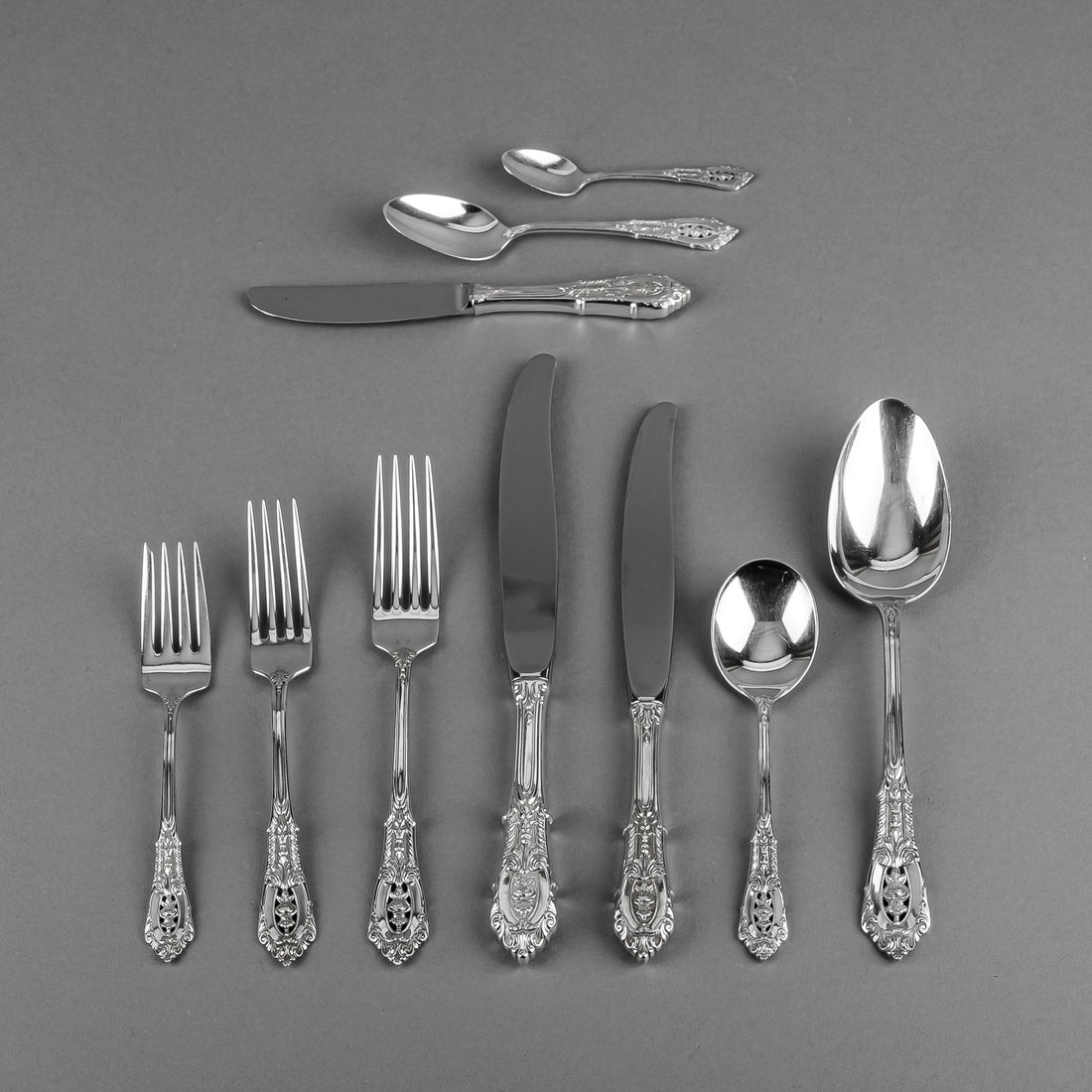 WALLACE Rose Point Sterling Flatware 60 Pieces