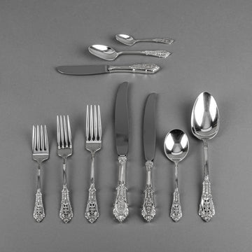 WALLACE Rose Point Sterling Flatware 60 Pieces