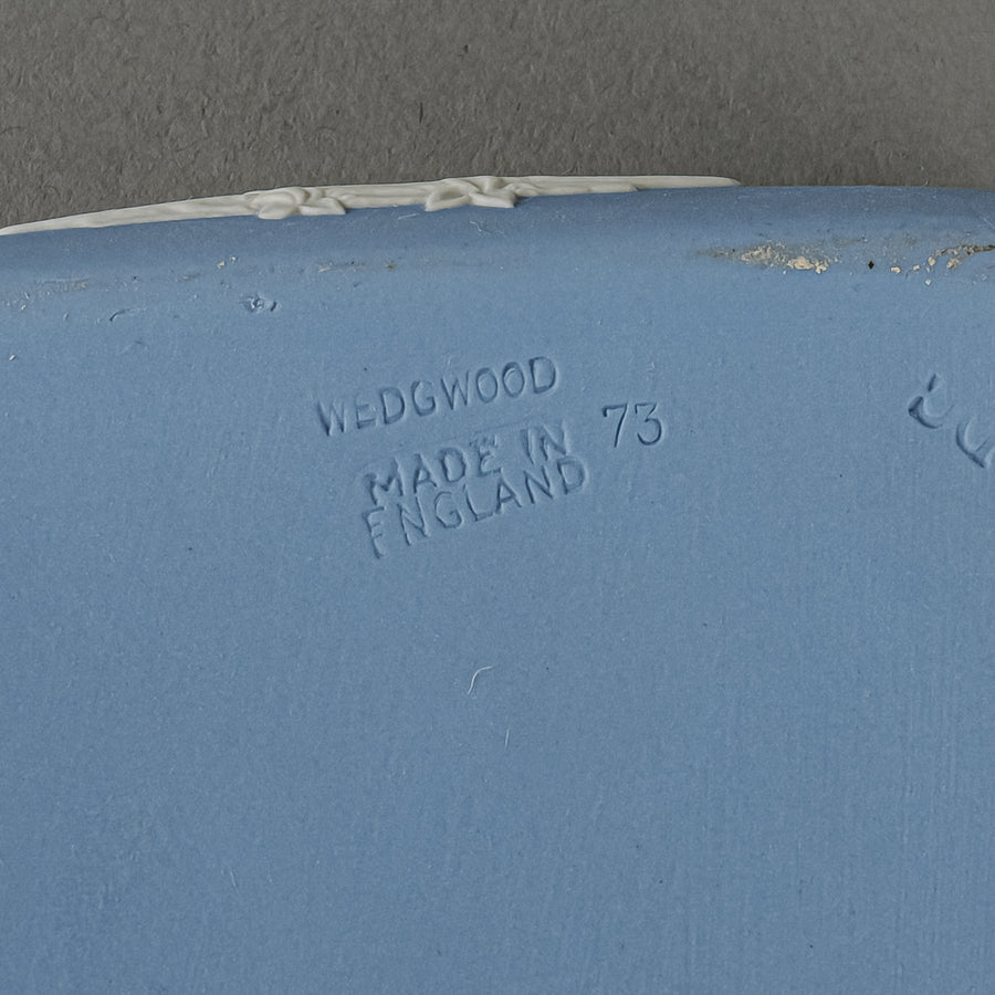 WEDGWOOD White On Blue Jasperware Square Covered Box