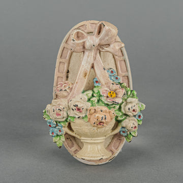 Vintage Painted Metal Flower Basket Door Knocker