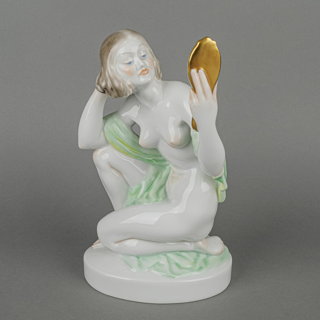 HEREND Figurine Nude Female With Mirror 5724