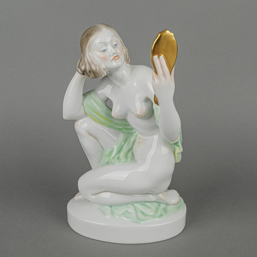 HEREND Figurine Nude Female With Mirror 5724