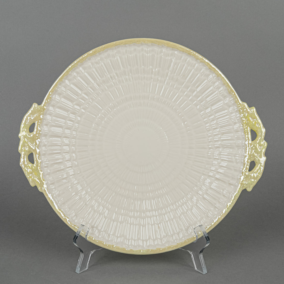 BELLEEK Limpet Yellow Cake Plate