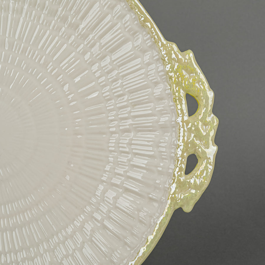 BELLEEK Limpet Yellow Cake Plate