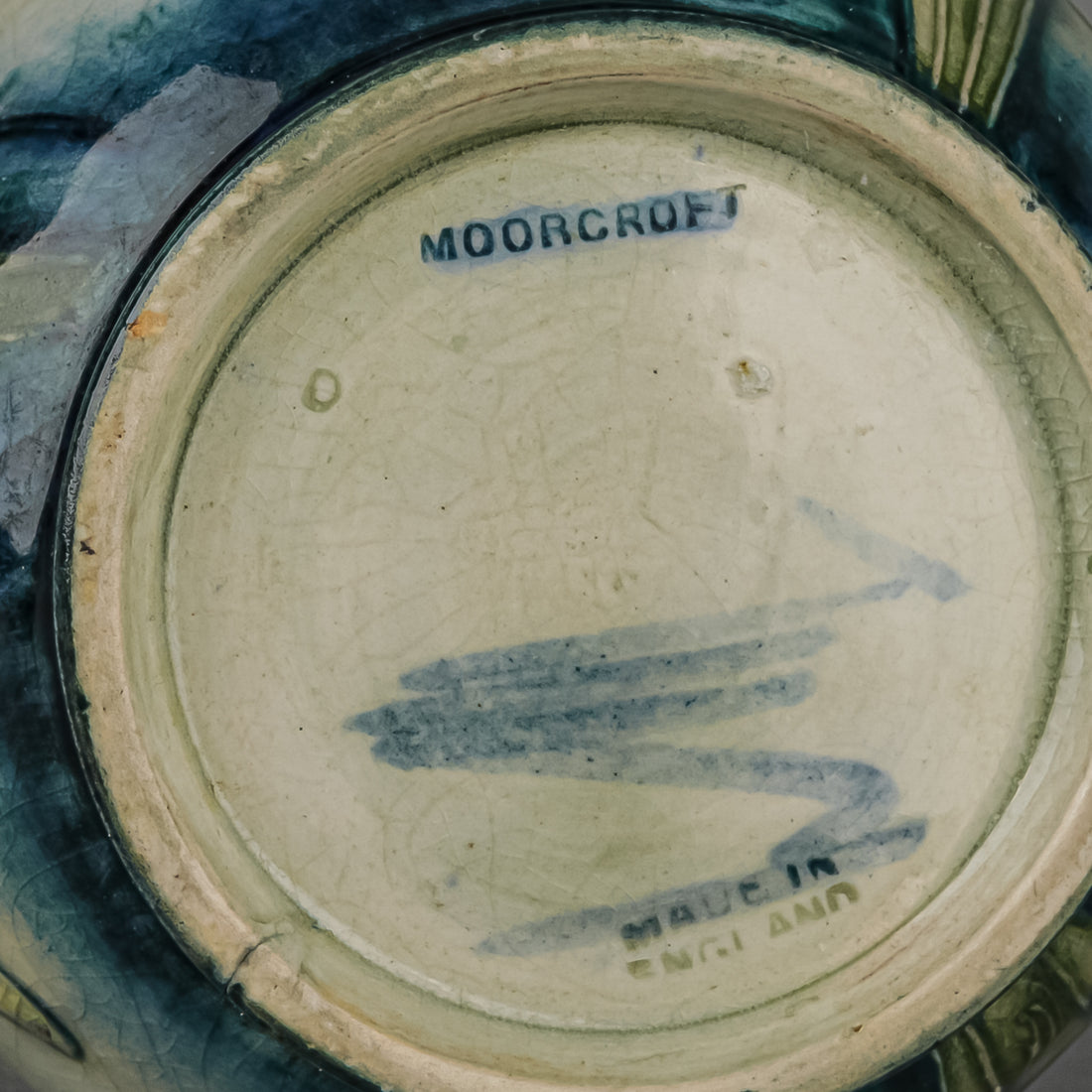 MOORCROFT Orchid Blue Green Ground Bottle And Stopper