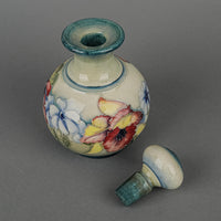 MOORCROFT Orchid Blue Green Ground Bottle And Stopper