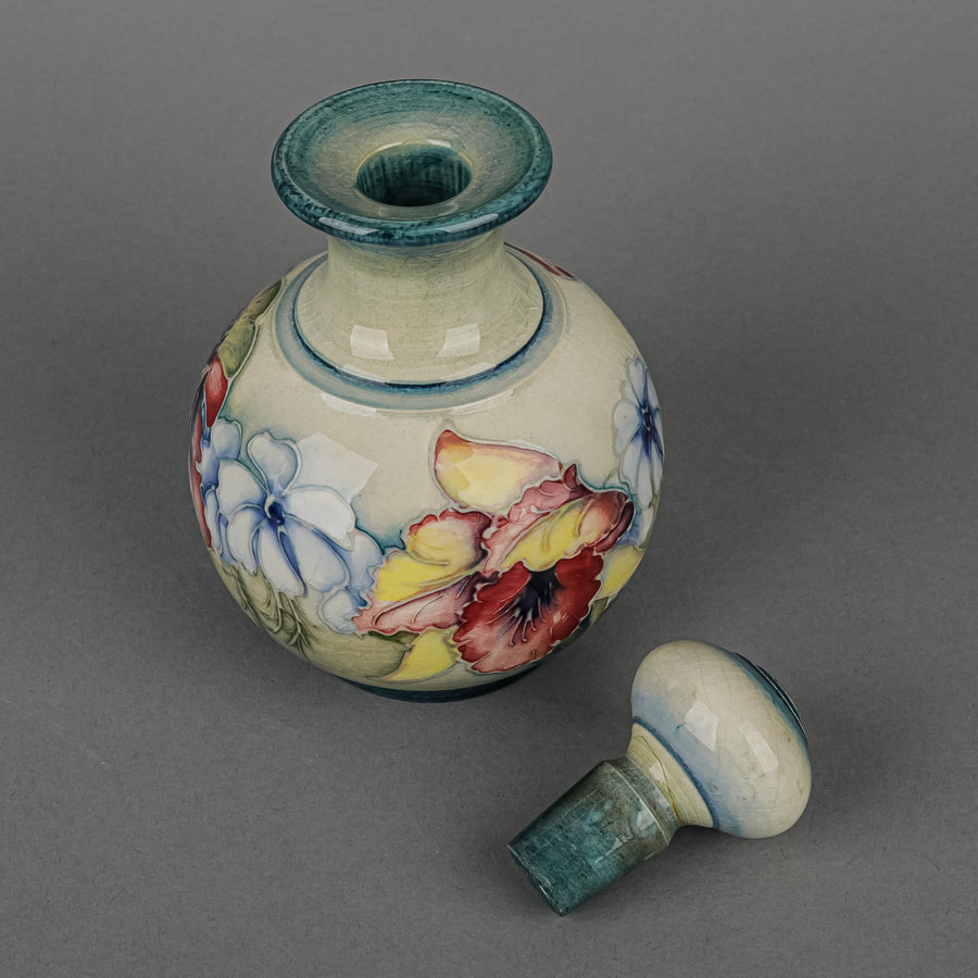 MOORCROFT Orchid Blue Green Ground Bottle And Stopper