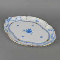 HEREND Chinese Bouquet Blue Ribbon Tray 400
