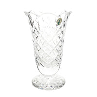 WATERFORD Crystal Footed Trumpet Vase With Scalloped Edge