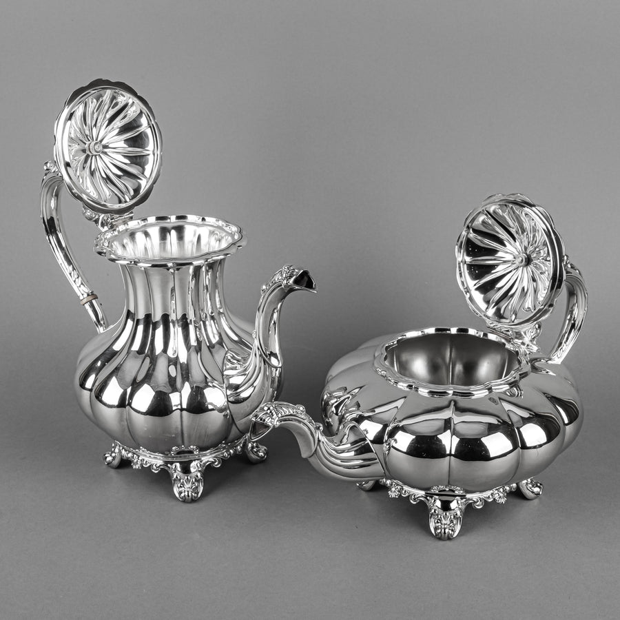BIRKS Regency Plate Melon Silver Plate Tea & Coffee Service 4pcs