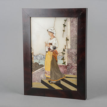 Framed Pietra Dura Inlaid Stone Panel